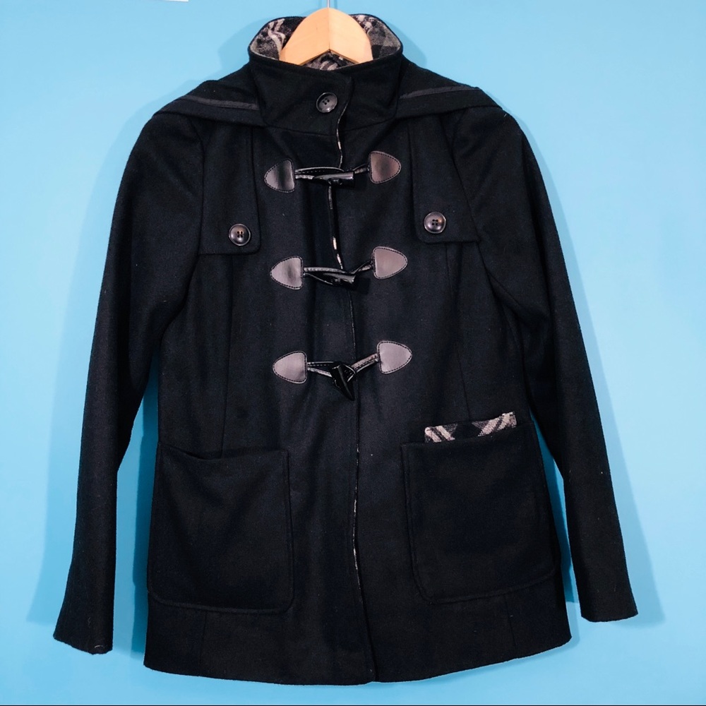 Krush Duffle coat size small black with hoodie